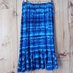TanJay Blue Tie Dye Godet Hem Midi Skirt Size 10